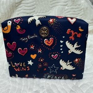Tory Burch Navy and Multicolor Cosmetic Bag